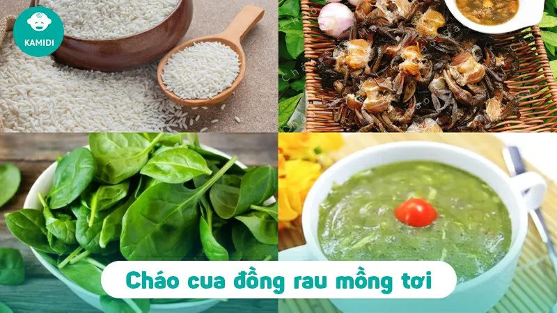 Cháo cua đồng rau mồng tơi bổ sung chất xơ