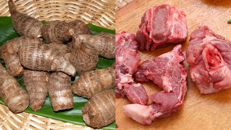 Nguyên liệu chính cho món canh khoai sọ hầm xương