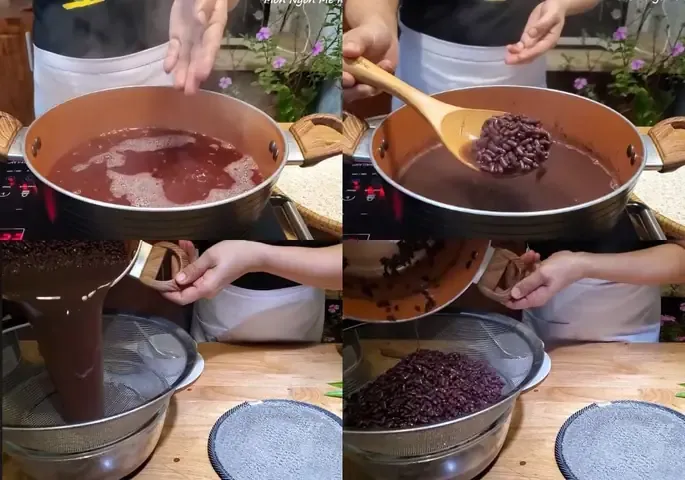 Quy trình nấu chè nếp cẩm đậu đỏ chi tiết từng bước