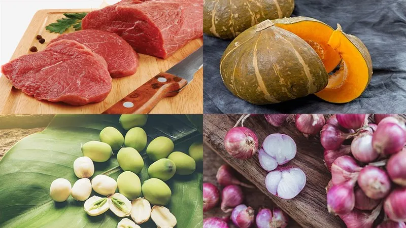Các nguyên liệu tươi ngon cần chuẩn bị cho món thịt bò nấu bí đỏ