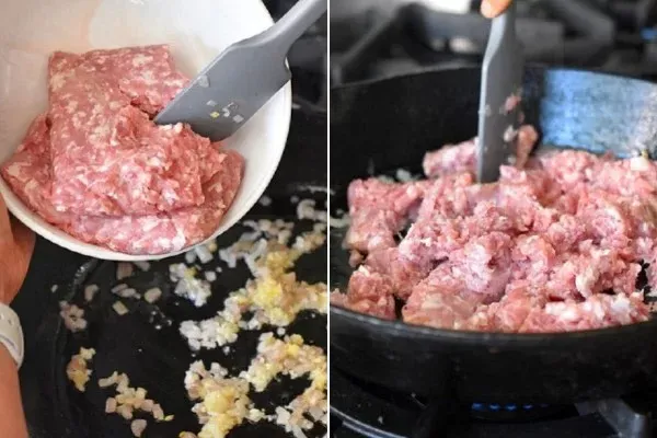 Xào thịt bằm với tỏi