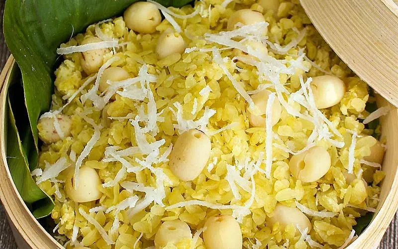 Xôi cốm hạt sen đậu xanh hoàn chỉnh