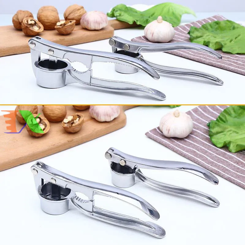 Cấu tạo dụng cụ nghiền tỏi với lỗ ép và tay cầm ergonomic