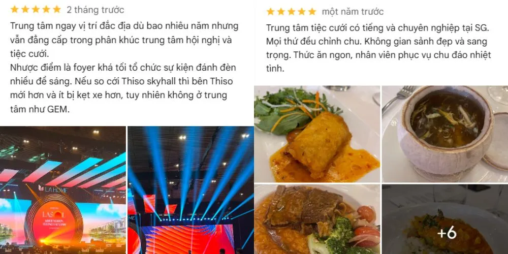 Các dịch vụ về tiệc cưới tại GEM Center đều khách hàng hài lòng