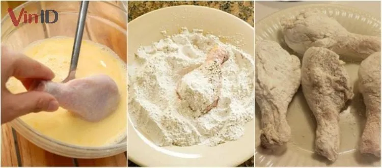 Quy trình áo bột cho gà rán phô mai