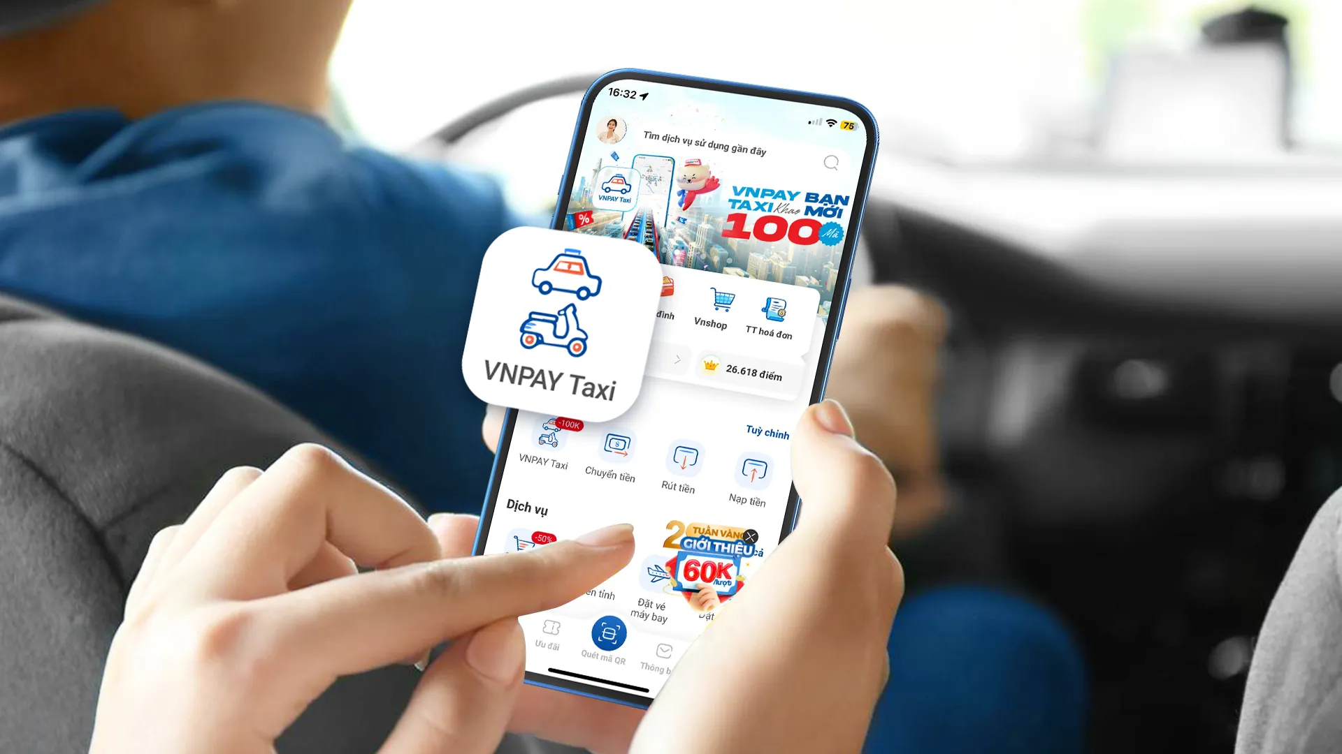Giao diện đặt taxi trên ví VNPAY