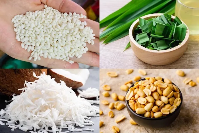 Các nguyên liệu chuẩn bị làm xôi lá dứa thơm ngon tại nhà