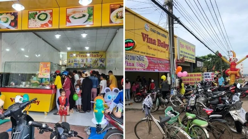 Những phần cháo từ cửa hàng dinh dưỡng Vina Baby luôn đầy đủ các nhóm chất