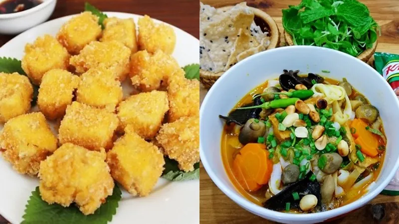 Đĩa rau củ xào bắt mắt tại quán chay Hoa Từ Tâm