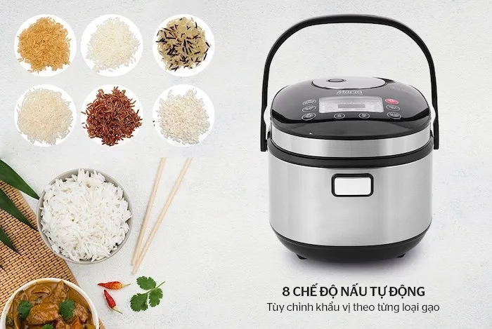 Nồi cơm điện tử SUNHOUSE với chức năng chọn nấu cơm theo loại gạo