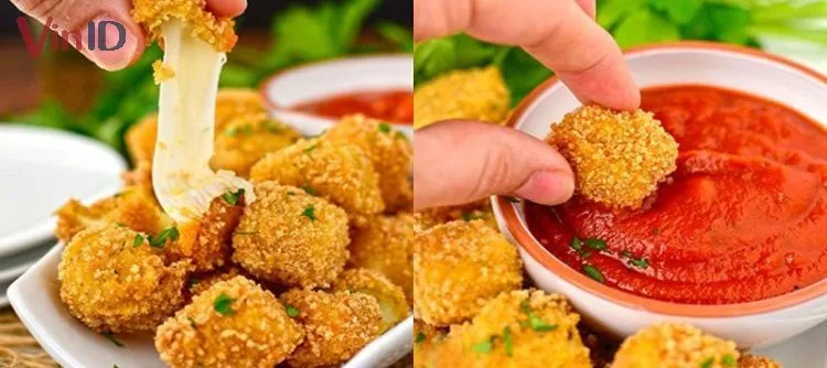 Món gà rán phô mai kéo sợi hoàn thiện