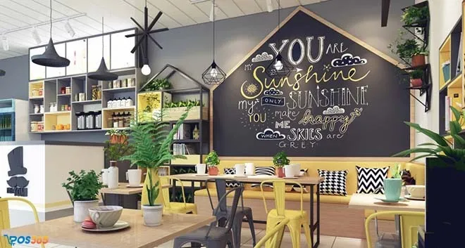 Quán xanh mát với cây cảnh