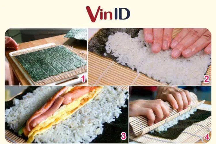 Cách cuộn kimbap chắc tay bằng mành tre