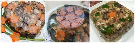 Trang trí khuôn bằng cà rốt trước khi cho thịt vào làm đông