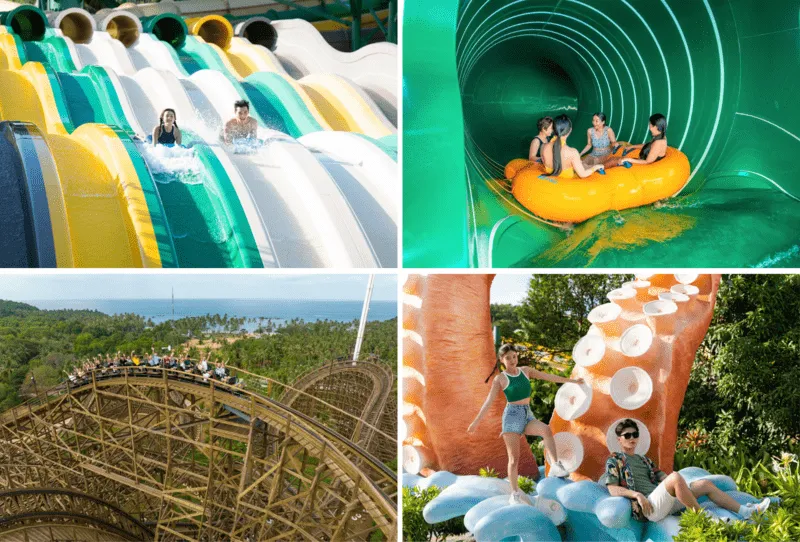 Giá vé cáp treo đã bao gồm chi phí vào cửa và vui chơi thả ga tại Sun World Hon Thom