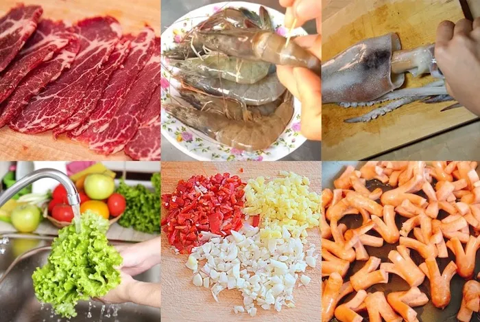 Sơ chế thực phẩm tỉ mỉ là bí quyết món lẩu ngon với nồi nấu lẩu bằng điện.