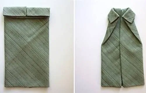 Tạo hình cổ áo sơ mi từ mép khăn trên