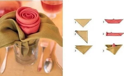 Quy trình cuộn khăn tạo hình búp hoa hồng