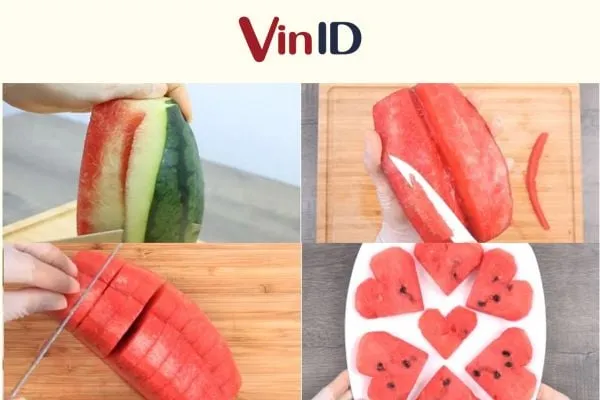 Đĩa dưa hấu hình trái tim ngọt ngào