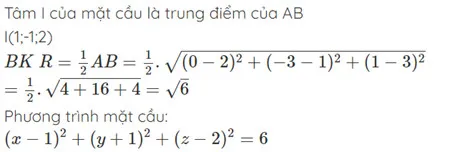 Ví dụ tính toán phương trình mặt cầu
