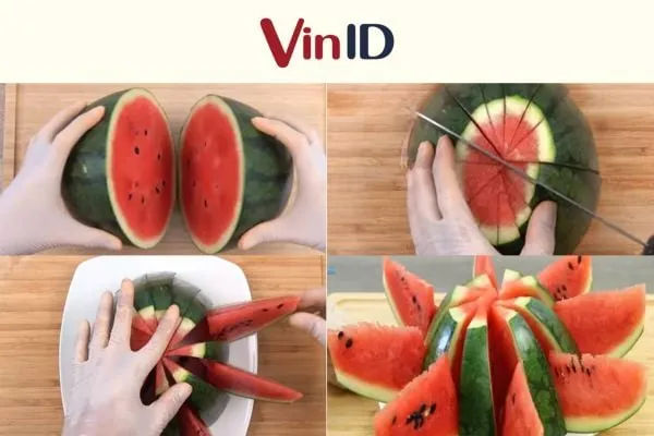 Trang trí dưa hấu hình bông hoa đẹp mắt