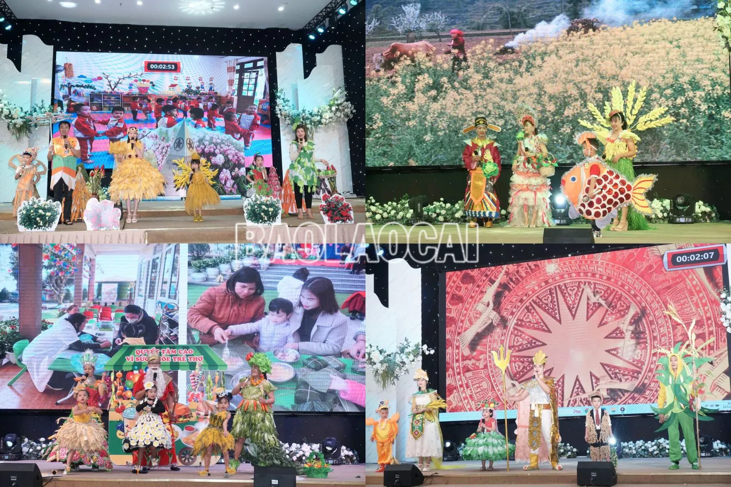 Các đội thi trình diễn kiến thức dinh dưỡng qua tiểu phẩm sân khấu