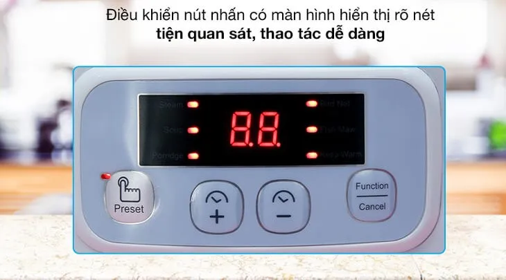 Bảng điều khiển nút nhấn dễ dàng sử dụng trên nồi nấu chậm