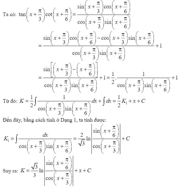 Ví dụ thực tế về nguyên hàm lượng giác phối hợp hàm hợp