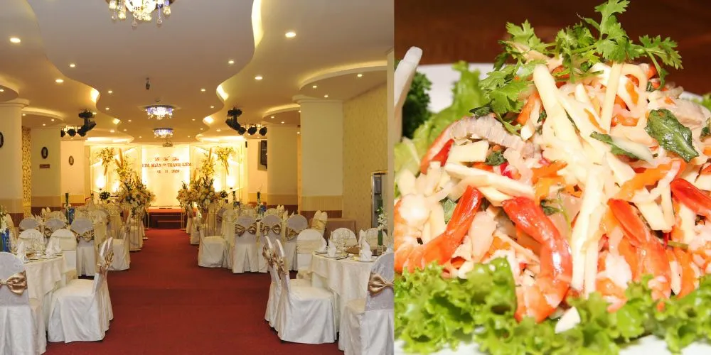 Sảnh tiệc cưới Cát Tường và món ăn hấp dẫn tại nhà hàng Phúc An Khang
