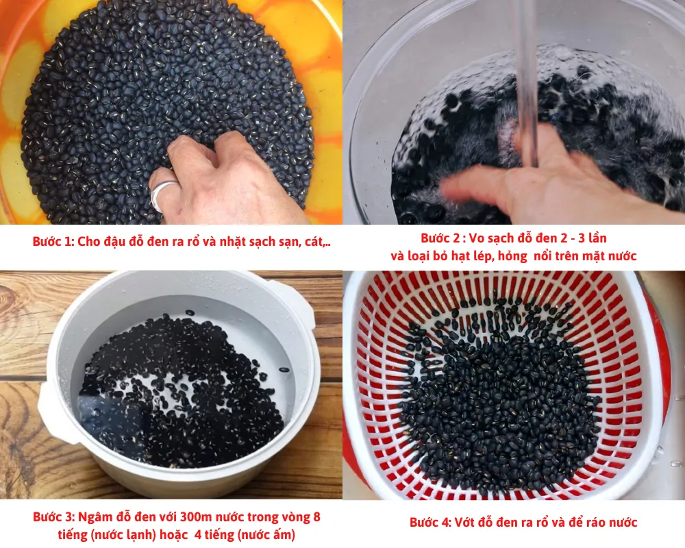 Các bước sơ chế đỗ đen giúp hạt đậu nhanh mềm và không bị sượng