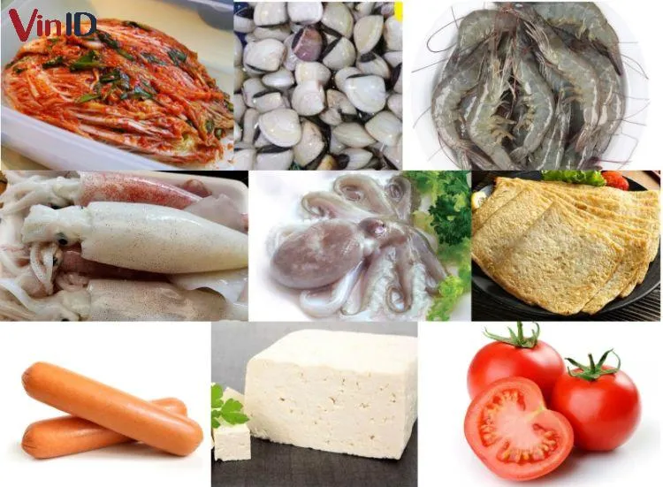 Nguyên liệu hải sản tươi sống cho món lẩu kim chi