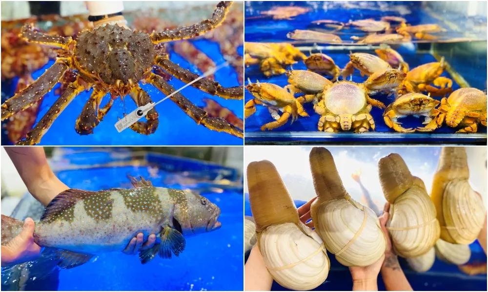 Bể hải sản phong phú