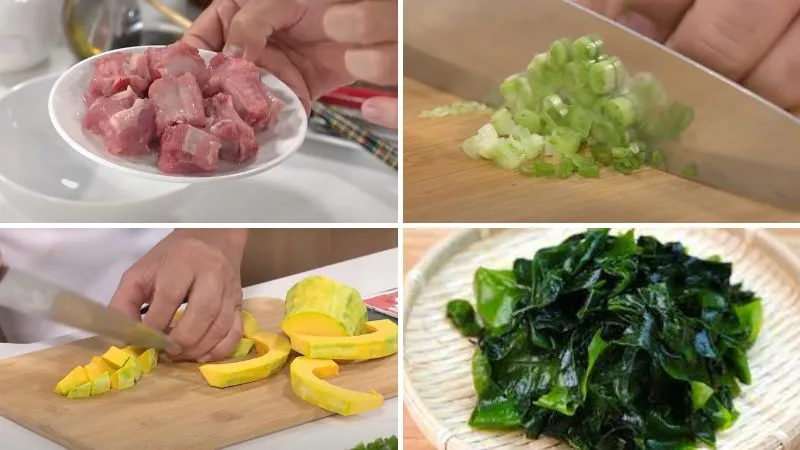 Kỹ thuật sơ chế sườn non và bí đỏ