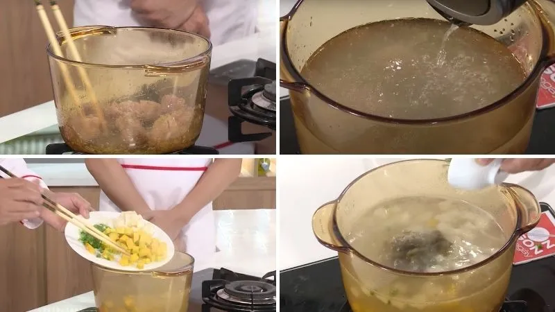 Quá trình nấu canh trên lửa vừa