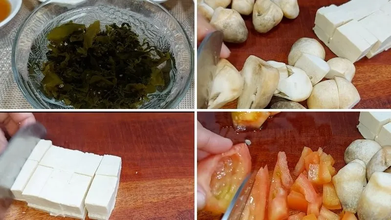 Sơ chế đậu hũ và rong biển