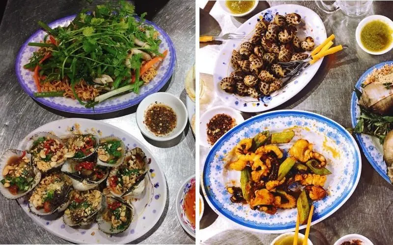 Khu chợ đêm là khu tổng hợp nhiều quán hải sản bên đường