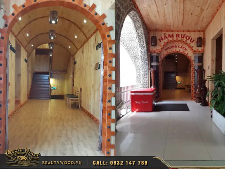 Không gian hầm rượu châu Âu tại nhà hàng Phong Cách Hầm Rượu Gò Vấp