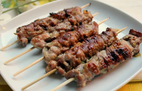 Grilled skewered pork