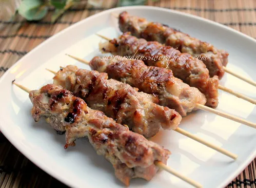 Grilled skewered pork
