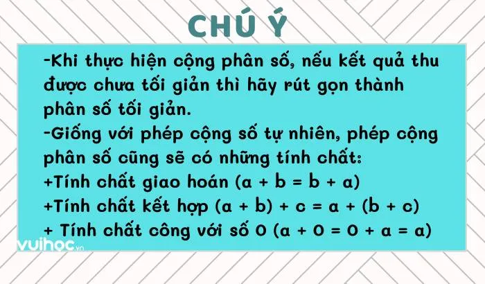 Lưu ý khi thực hiện phép cộng phân số