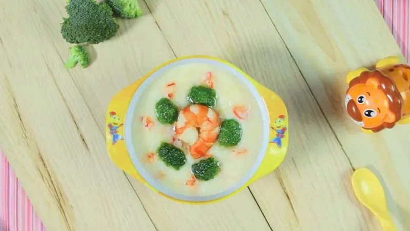 Cháo tôm bông cải xanh kết hợp phô mai béo ngậy