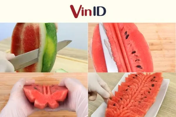 Dưa hấu hình con bướm tạo điểm nhấn cho bàn tiệc