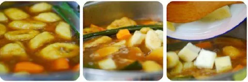 Nấu chuối với khoai lang, khoai mì