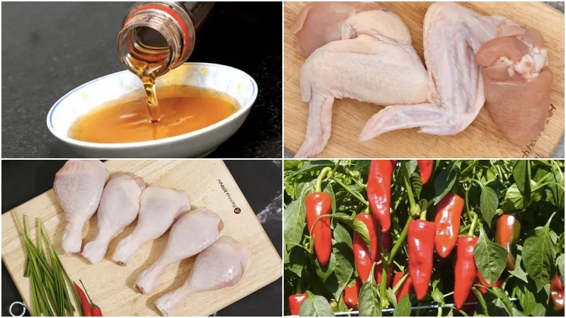 Nguyên liệu làm gà nướng sốt nước mắm cay