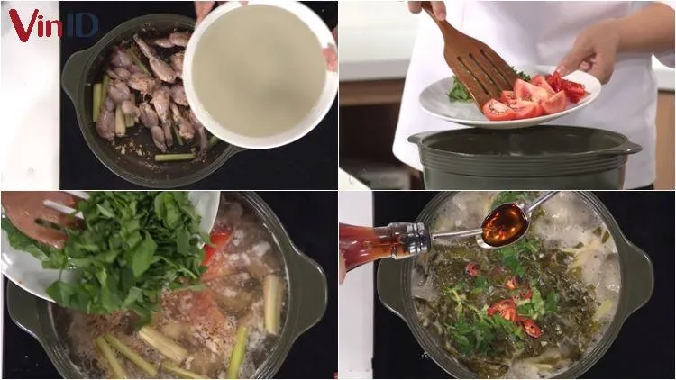 Nước lẩu ếch lá giang trong veo