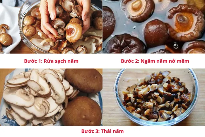 Các bước sơ chế nấm hương khô.
