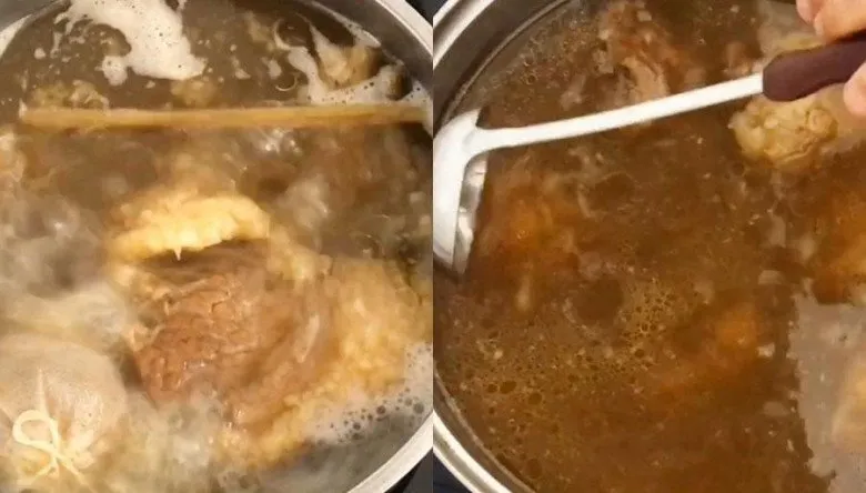 Ninh sườn bò cùng gia vị thảo mộc cho nước dùng thơm