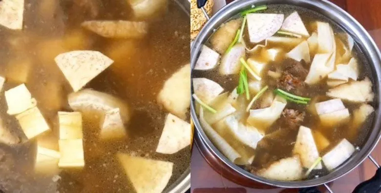 Lẩu bò khoai môn nóng hổi bổ dưỡng cho gia đình