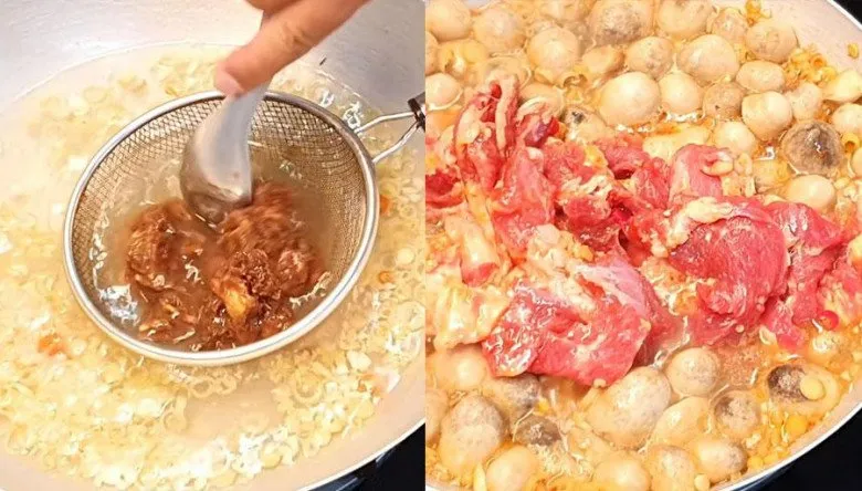 Nước dùng lẩu bò nấu từ nước dừa tươi ngọt thanh