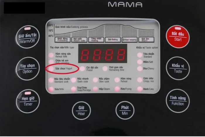 Nồi cơm điện tử SUNHOUSE với chức năng ủ sữa chua giúp kiểm soát nhiệt độ ủ